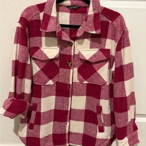 Plaid Women's Jacket in Red and Cream